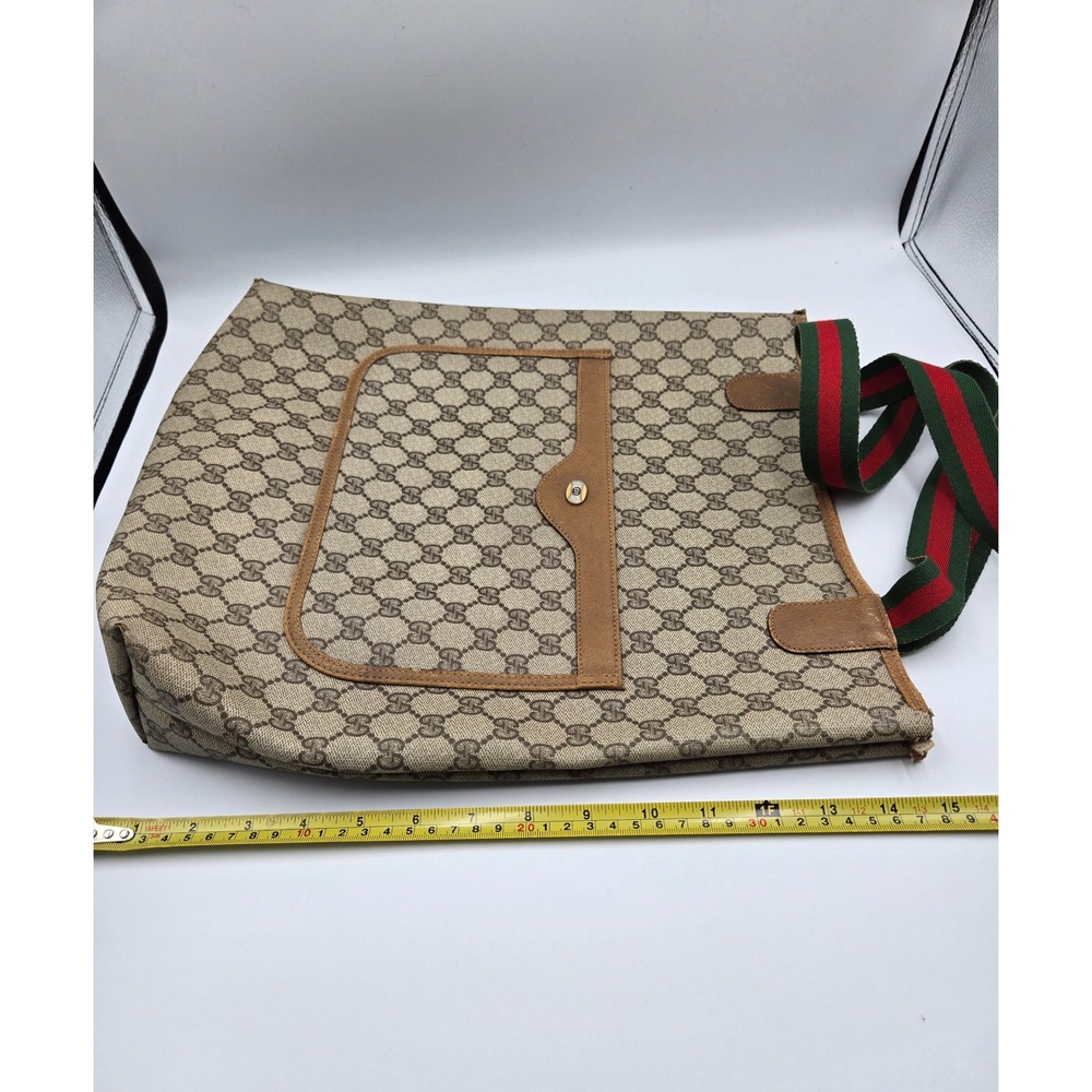 Vintage Gucci GG Monogram Tote Bag Handbag Purse with Pocket Classic - Picture 7 of 15